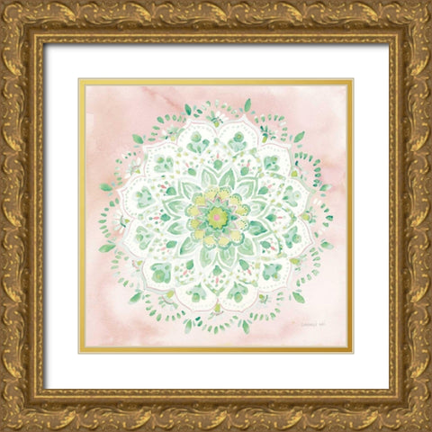 Jaipur V Blush Gold Ornate Wood Framed Art Print with Double Matting by Nai, Danhui