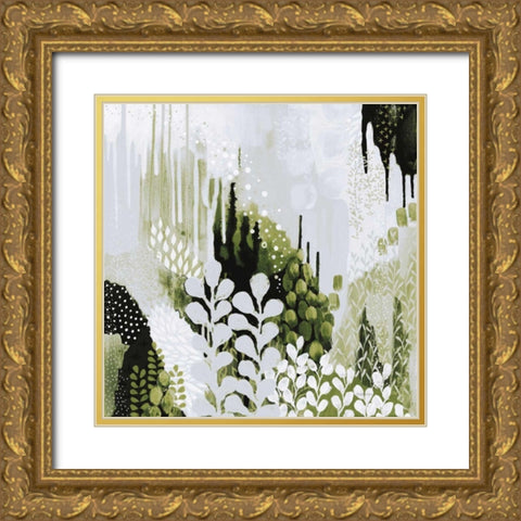 BW Forest II with Green Gold Ornate Wood Framed Art Print with Double Matting by Ferguson, Kathy