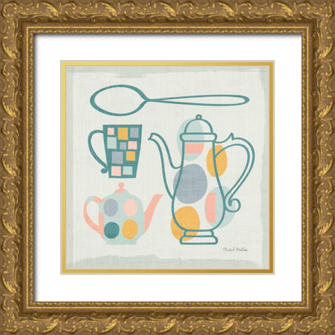Modern Kitchen Sq IV Pastel Gold Ornate Wood Framed Art Print with Double Matting by Mullan, Michael