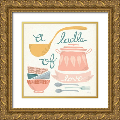 A Ladle of Love Pastel Gold Ornate Wood Framed Art Print with Double Matting by Urban, Mary