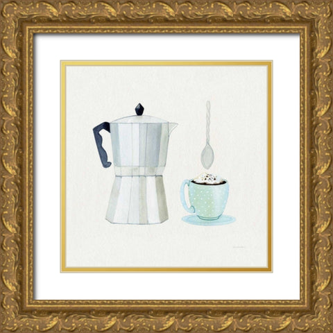 Coffee Break VII Tan Gold Ornate Wood Framed Art Print with Double Matting by McKenna, Kathleen Parr
