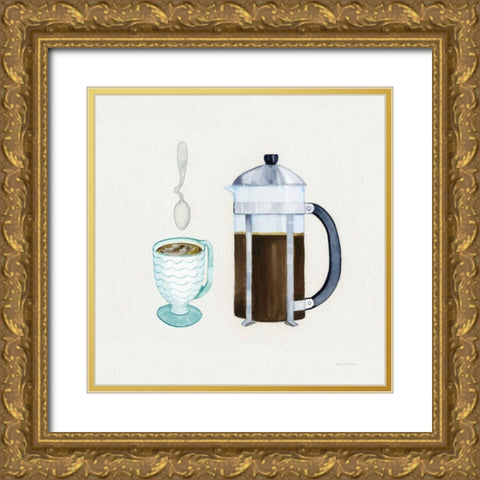 Coffee Break VIII Tan Gold Ornate Wood Framed Art Print with Double Matting by McKenna, Kathleen Parr