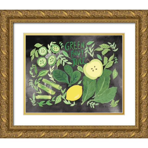 Fruitie Smoothie III on Black Gold Ornate Wood Framed Art Print with Double Matting by Zaman, Farida