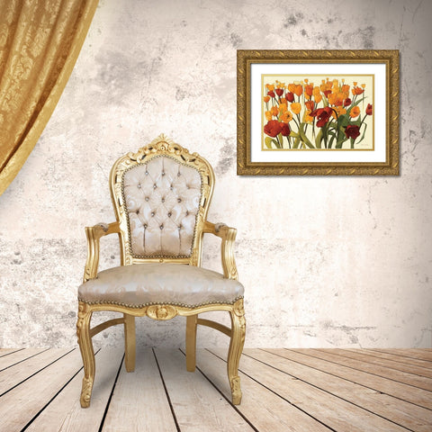 Tulipomania Gold Ornate Wood Framed Art Print with Double Matting by Novak, Shirley