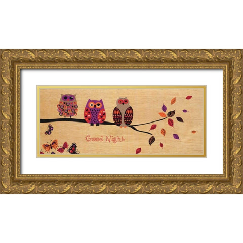 Good Night Owl Gold Ornate Wood Framed Art Print with Double Matting by Wild Apple Portfolio