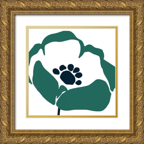 Pop Art Floral III Retro Gold Ornate Wood Framed Art Print with Double Matting by Wild Apple Portfolio