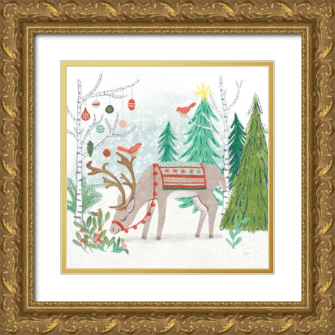 Reindeer Jubilee III Gold Ornate Wood Framed Art Print with Double Matting by Urban, Mary