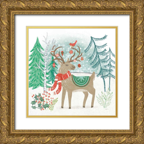 Reindeer Jubilee V Gold Ornate Wood Framed Art Print with Double Matting by Urban, Mary