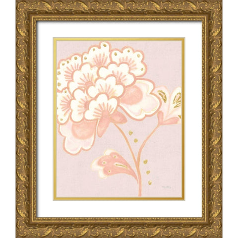 Flora Chinoiserie IV Textured Terra Gold Ornate Wood Framed Art Print with Double Matting by Adams, Emily