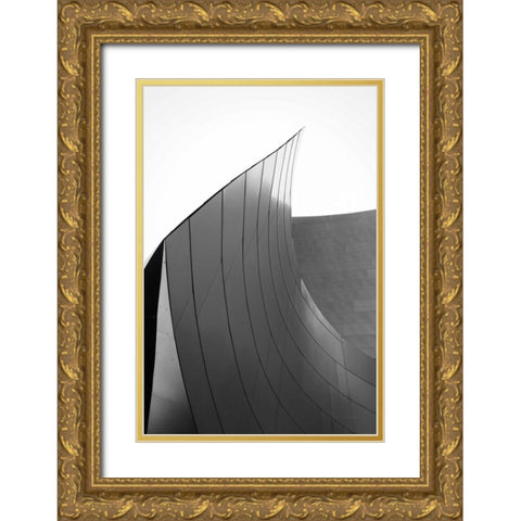 Skyscraper II BW Gold Ornate Wood Framed Art Print with Double Matting by Aledanda