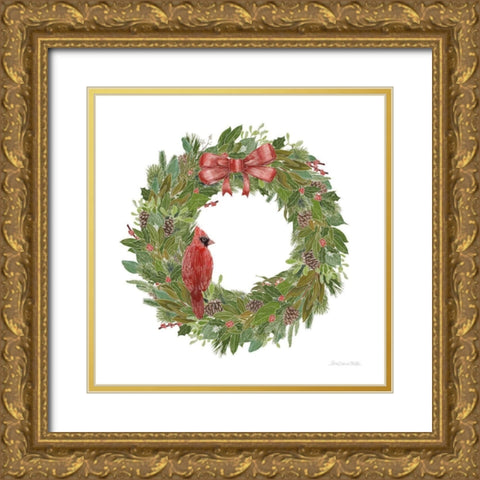 Woodland Wreath No Words IV Gold Ornate Wood Framed Art Print with Double Matting by Miller, Sara Zieve