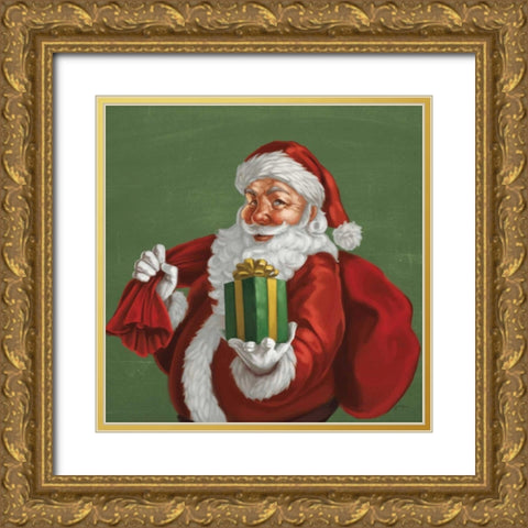 Holiday Santa I Gold Ornate Wood Framed Art Print with Double Matting by Penner, Janelle