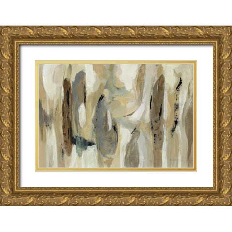 Fluidity Neutral Gold Ornate Wood Framed Art Print with Double Matting by Vassileva, Silvia