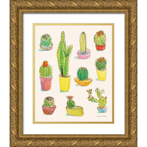 Cacti Garden I Gold Ornate Wood Framed Art Print with Double Matting by Miller, Sara Zieve