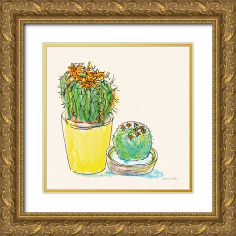 Cacti Garden IV Gold Ornate Wood Framed Art Print with Double Matting by Miller, Sara Zieve