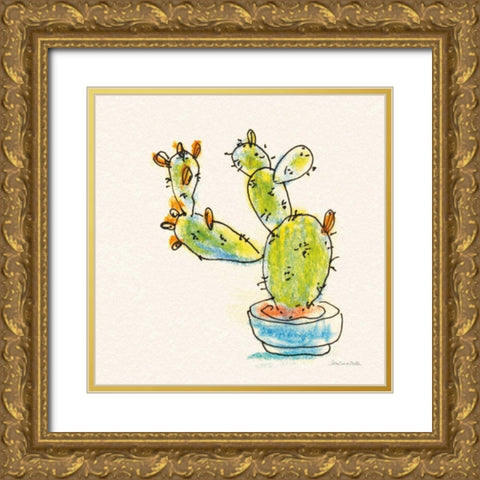 Cacti Garden V Gold Ornate Wood Framed Art Print with Double Matting by Miller, Sara Zieve