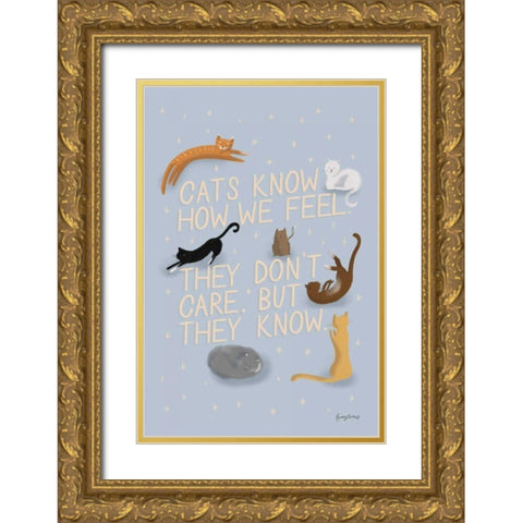 Ode to Cats Gold Ornate Wood Framed Art Print with Double Matting by Thorns, Becky