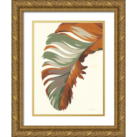 Retro Big Leaf I Gold Ornate Wood Framed Art Print with Double Matting by Nai, Danhui