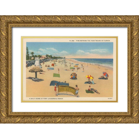 Beach Postcard I Gold Ornate Wood Framed Art Print with Double Matting by Wild Apple Portfolio