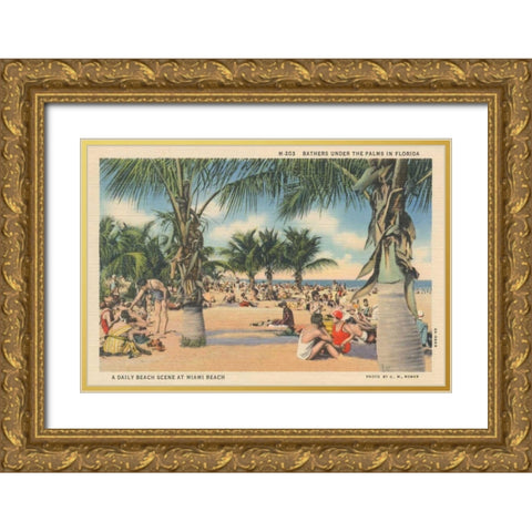 Beach Postcard III Gold Ornate Wood Framed Art Print with Double Matting by Wild Apple Portfolio