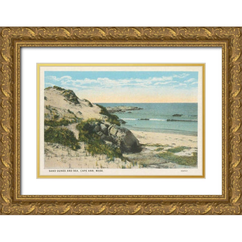 Beach Postcard V Gold Ornate Wood Framed Art Print with Double Matting by Wild Apple Portfolio