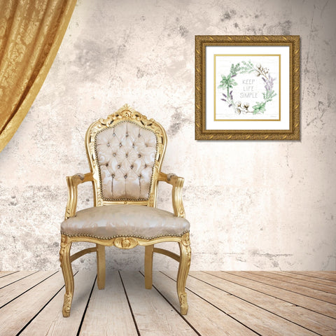 Farmhouse Cotton IX Sage Gold Ornate Wood Framed Art Print with Double Matting by Grove, Beth