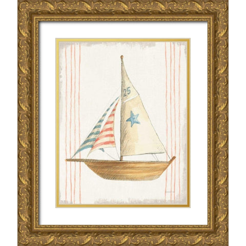 Floursack Nautical VII no Words Gold Ornate Wood Framed Art Print with Double Matting by Nai, Danhui