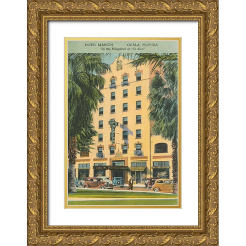 Florida Postcard V Gold Ornate Wood Framed Art Print with Double Matting by Wild Apple Portfolio