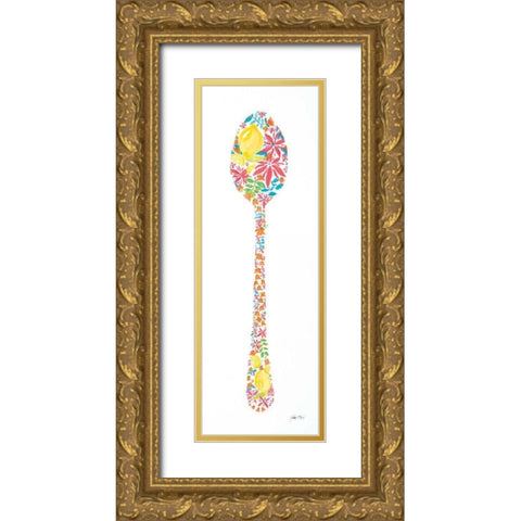 Floral Spoon Gold Ornate Wood Framed Art Print with Double Matting by Davis, Joan E.