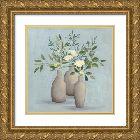 Natural Bouquet II Blue Gold Ornate Wood Framed Art Print with Double Matting by Purinton, Julia