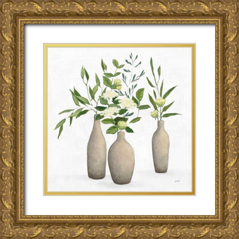 Natural Bouquet I White Gold Ornate Wood Framed Art Print with Double Matting by Purinton, Julia