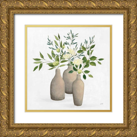 Natural Bouquet II White Gold Ornate Wood Framed Art Print with Double Matting by Purinton, Julia