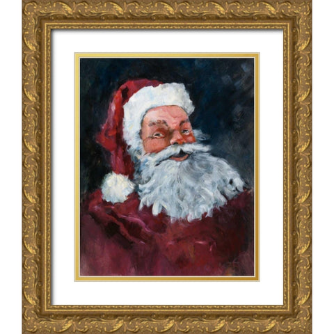 Jolly Santa Gold Ornate Wood Framed Art Print with Double Matting by Tillmon, Avery
