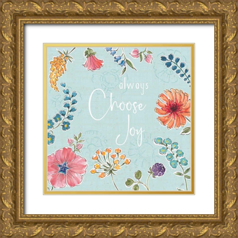 Gypsy Meadow V Blue Gold Ornate Wood Framed Art Print with Double Matting by Brissonnet, Daphne