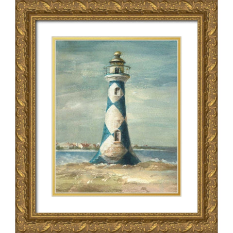 Lighthouse IV Gold Ornate Wood Framed Art Print with Double Matting by Nai, Danhui