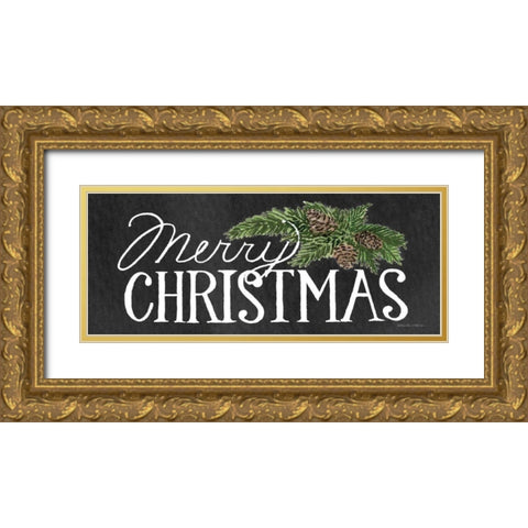 Holiday Saying II on Wood Whitewash Dark Gold Ornate Wood Framed Art Print with Double Matting by McKenna, Kathleen Parr