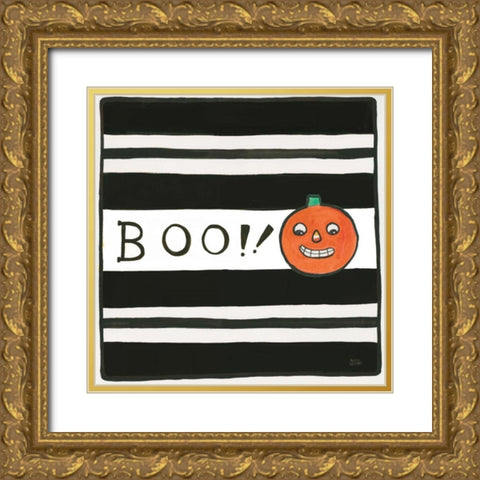 Boo Gold Ornate Wood Framed Art Print with Double Matting by Averinos, Melissa