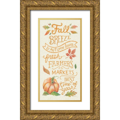 Harvest Chalk X Linen Gold Ornate Wood Framed Art Print with Double Matting by Urban, Mary