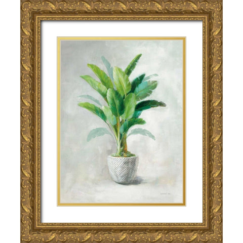 Greenhouse Palm II Gold Ornate Wood Framed Art Print with Double Matting by Nai, Danhui