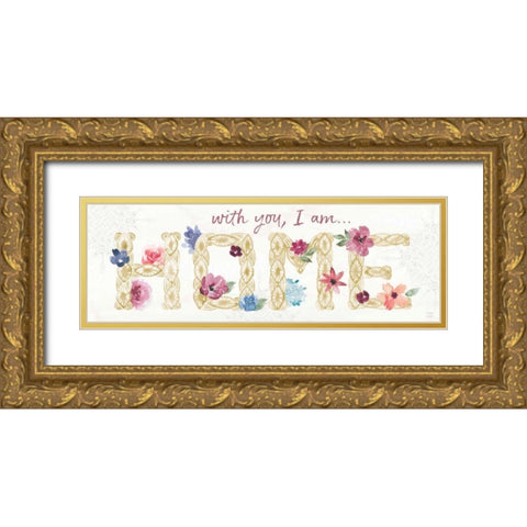 Naturally Inspired V Gold Ornate Wood Framed Art Print with Double Matting by June, Dina