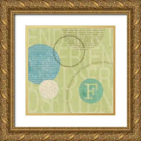 Circle of Words - Friends Gold Ornate Wood Framed Art Print with Double Matting by Charron, Veronique