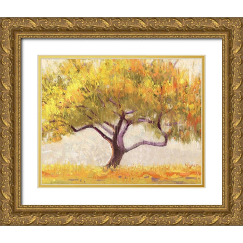 Apricot Tree Gold Ornate Wood Framed Art Print with Double Matting by Novak, Shirley