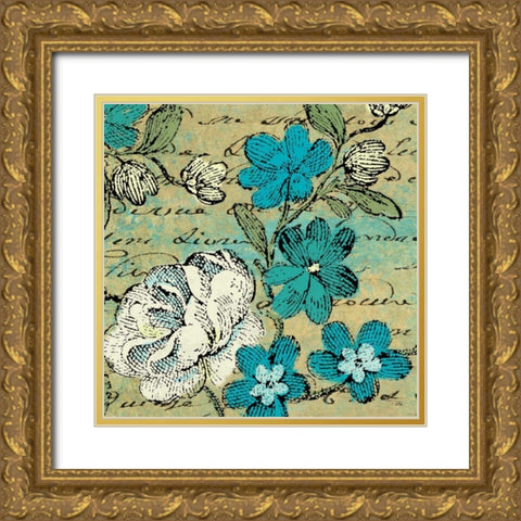 Poetique III Gold Ornate Wood Framed Art Print with Double Matting by Pela