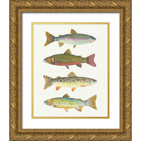 Angling in the Stream V Gold Ornate Wood Framed Art Print with Double Matting by Prahl, Courtney
