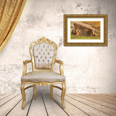 Fox Cubs I Gold Ornate Wood Framed Art Print with Double Matting by Aledanda