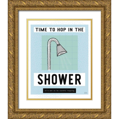 Shower Hopping Gold Ornate Wood Framed Art Print with Double Matting by Averinos, Melissa