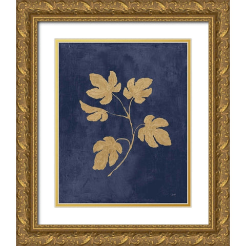 Botanical Study III Gold Navy Gold Ornate Wood Framed Art Print with Double Matting by Purinton, Julia