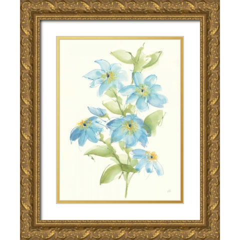 Clematis Bouquet I Gold Ornate Wood Framed Art Print with Double Matting by Paschke, Chris
