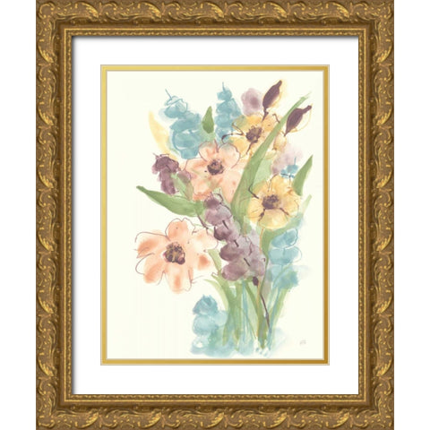 Earthy Bouquet I Gold Ornate Wood Framed Art Print with Double Matting by Paschke, Chris
