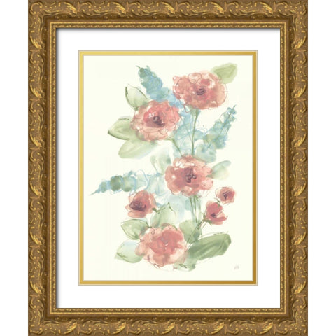 Camellia Bouquet I Gold Ornate Wood Framed Art Print with Double Matting by Paschke, Chris